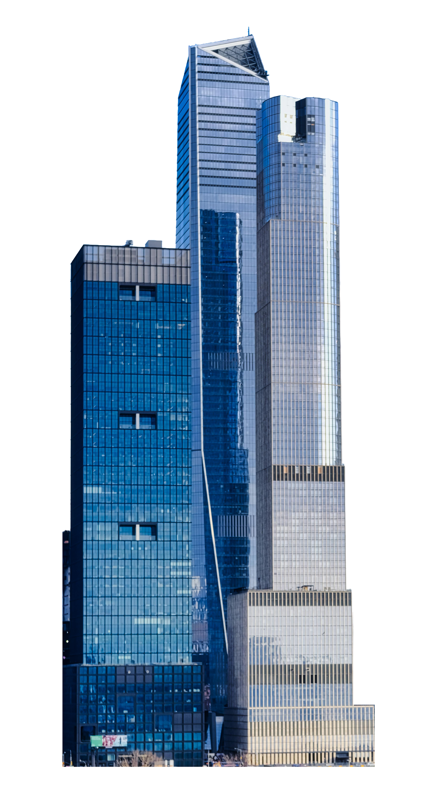 A cluster of glass penthouse towers